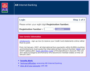 AIB registration screen